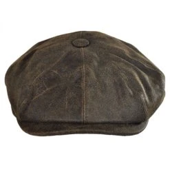 City Sport Caps Distressed Leather Newsboy Cap