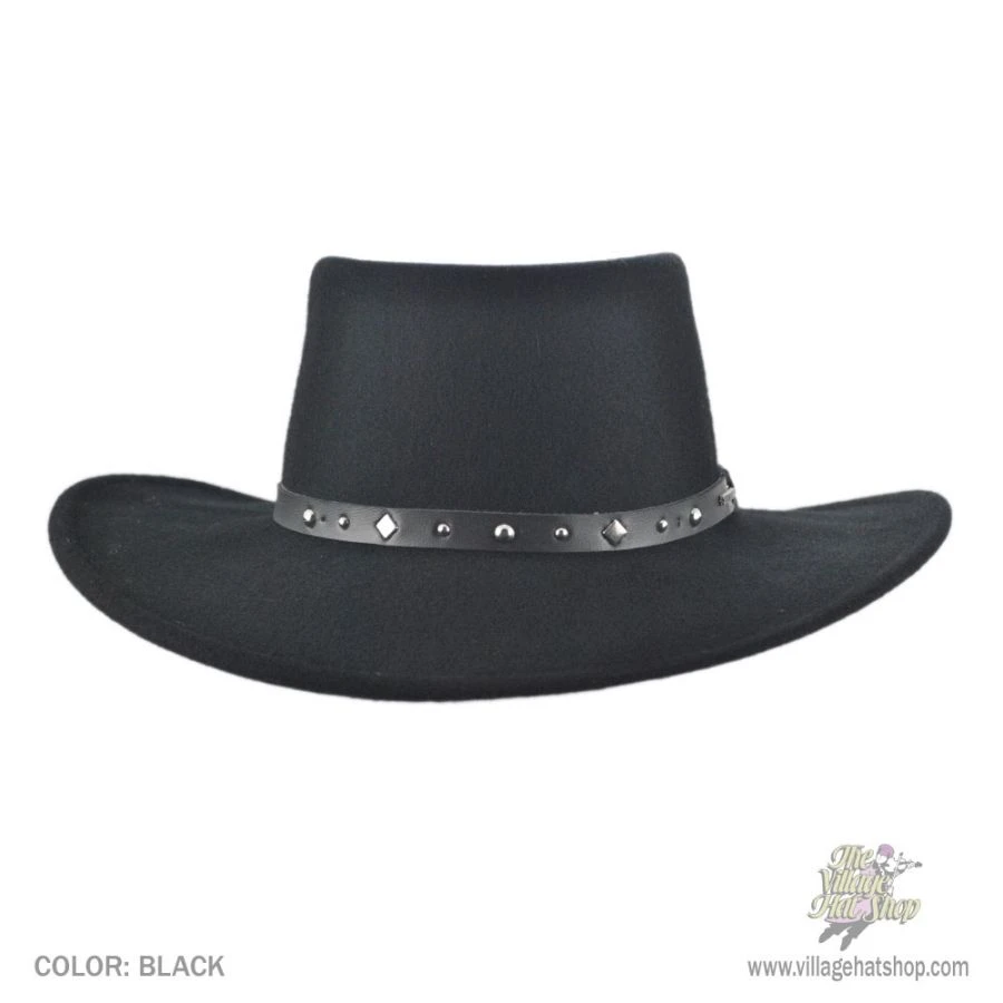 Stetson Black Hawk Crushable Wool Felt Gambler Cowboy Hat - Black 4 Stetson Black Hawk Crushable Wool Felt Gambler Cowboy Hat - Black - Image 2