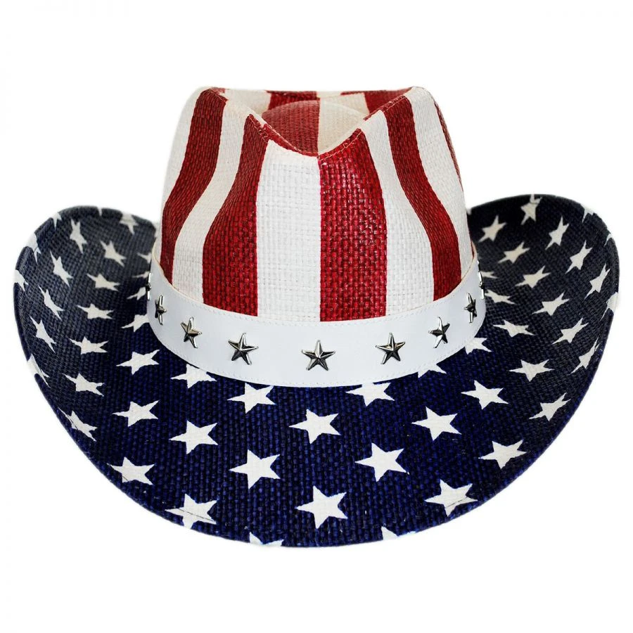 Kenny K USA Flag Toyo Straw Western Hat 3 Kenny K USA Flag Toyo Straw Western Hat
