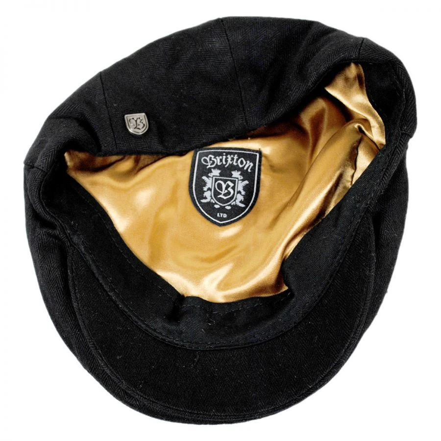 Brixton Hats Hooligan Herringbone Cotton Ivy Cap - Black 5 Brixton Hats Hooligan Herringbone Cotton Ivy Cap - Black - Image 3