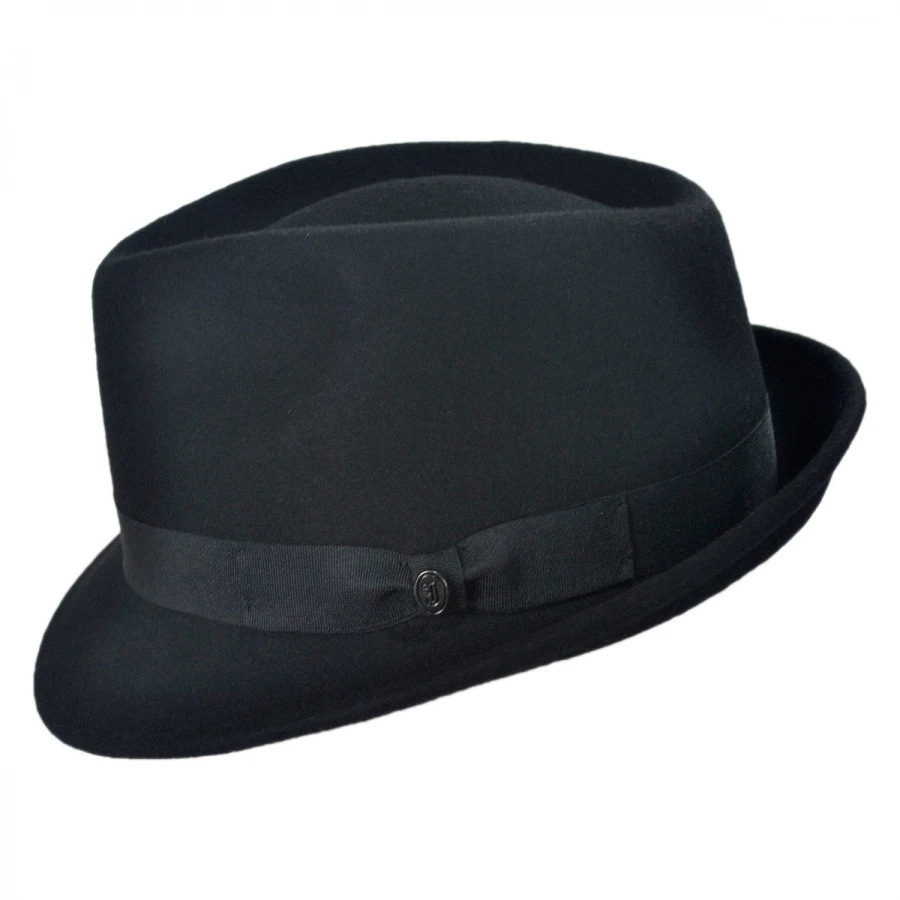 Jaxon Hats Detroit Wool Felt Trilby Fedora Hat - Black 4 Jaxon Hats Detroit Wool Felt Trilby Fedora Hat - Black - Image 2
