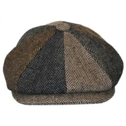 Jaxon Hats Herringbone Patchwork Wool Blend Newsboy Cap