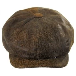 Jaxon Hats Leather Newsboy Cap - Brown