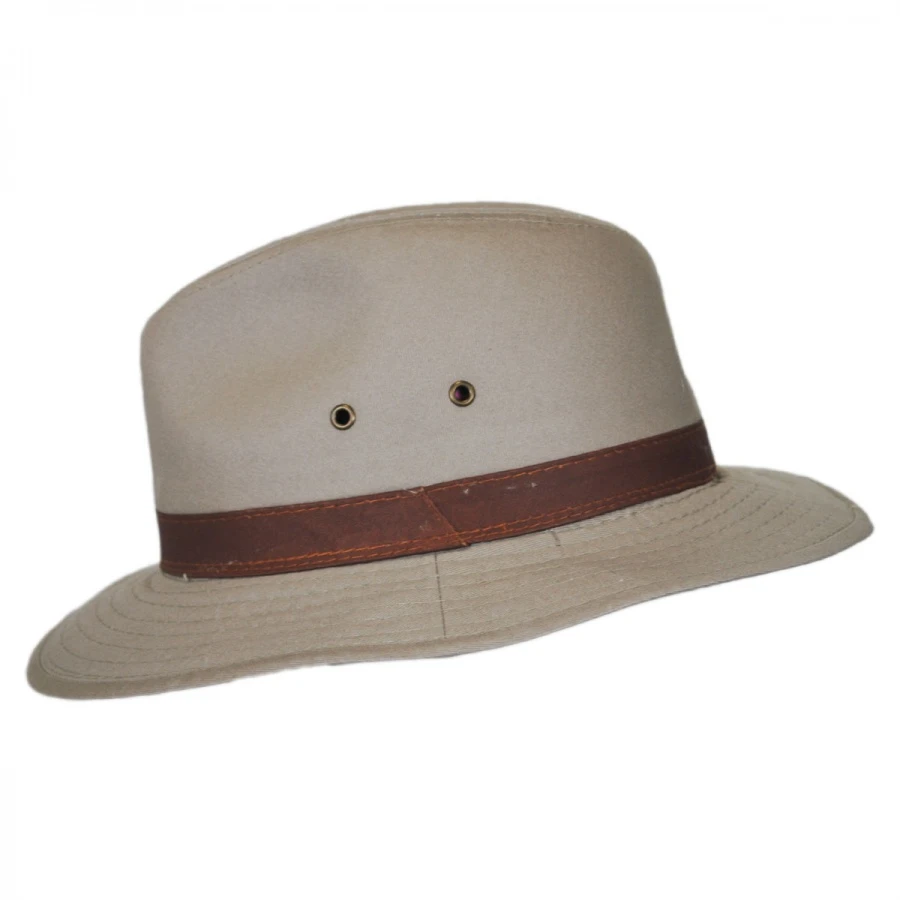 Dorfman Pacific Company Packable Cotton Twill Safari Fedora Hat 4 Dorfman Pacific Company Packable Cotton Twill Safari Fedora Hat - Image 2