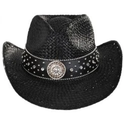 Kenny K Rhinestone Raffia Straw Western Hat