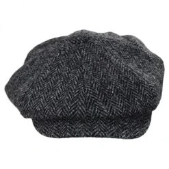 Failsworth Carloway Harris Tweed Wool Herringbone Newsboy Cap - Gray