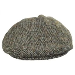 Failsworth Stornoway Harris Tweed Wool Herringbone Flat Cap - Oatmeal