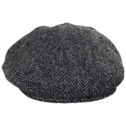 Failsworth Stornoway Harris Tweed Wool Herringbone Flat Cap - Gray