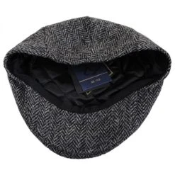 Failsworth Stornoway Harris Tweed Wool Herringbone Flat Cap - Gray -Brixton Hats shop 296207