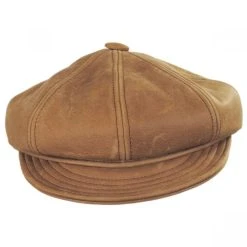 New York Hat Company Vintage Spitfire Leather Newsboy Cap
