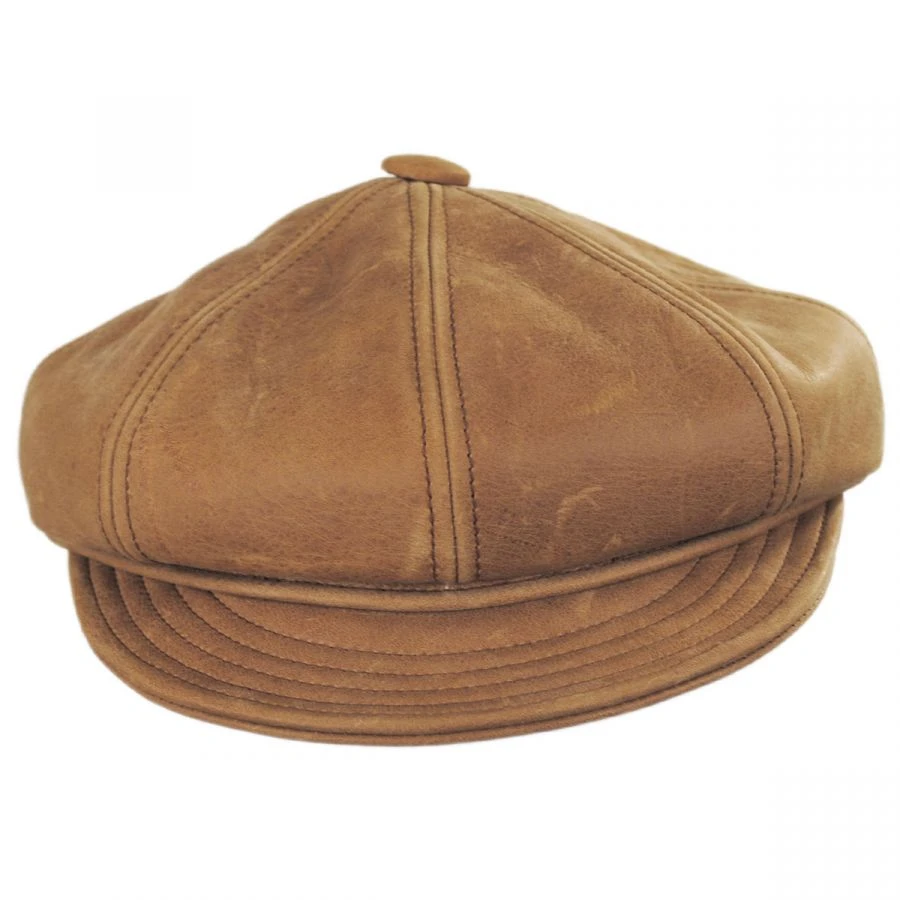 New York Hat Company Vintage Spitfire Leather Newsboy Cap 3 New York Hat Company Vintage Spitfire Leather Newsboy Cap