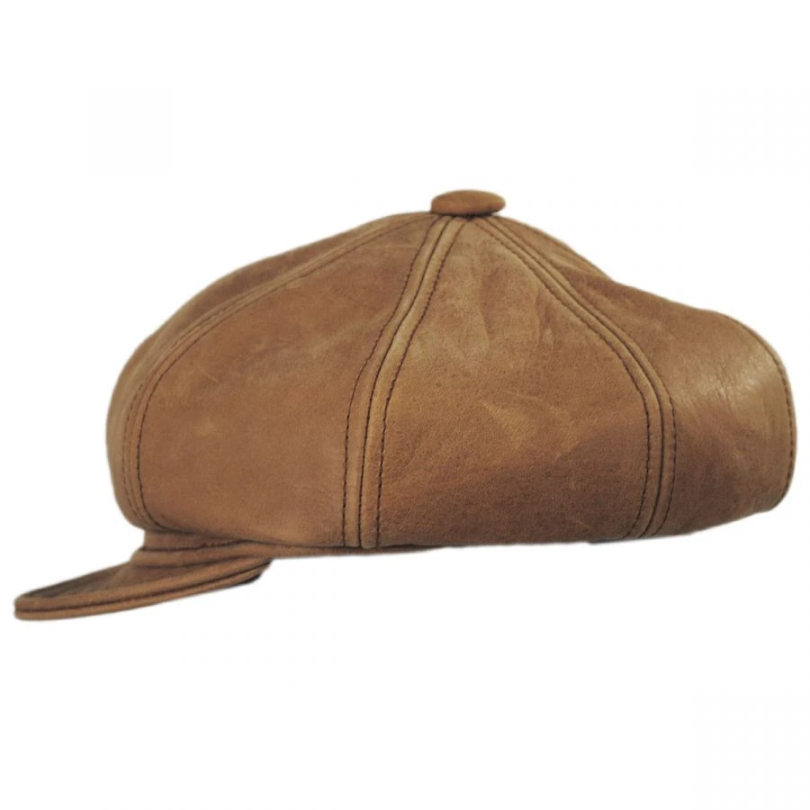 New York Hat Company Vintage Spitfire Leather Newsboy Cap 4 New York Hat Company Vintage Spitfire Leather Newsboy Cap - Image 2