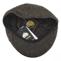 Failsworth Harris Tweed Overcheck Herringbone Wool Ivy Cap - Taupe -Brixton Hats shop 355373