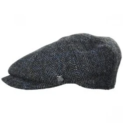 Failsworth Harris Tweed Overcheck Herringbone Wool Newsboy Cap - Charcoal 6 Failsworth Harris Tweed Overcheck Herringbone Wool Newsboy Cap - Charcoal -Brixton Hats shop 376643