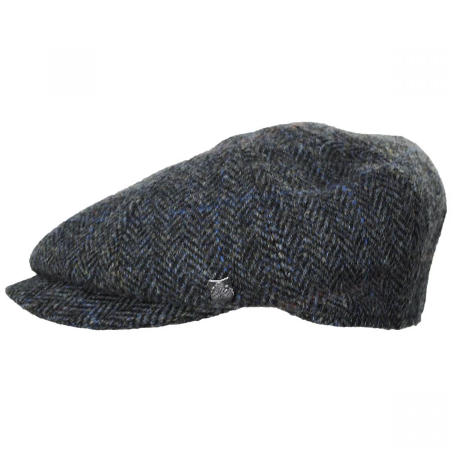 Failsworth Harris Tweed Overcheck Herringbone Wool Newsboy Cap - Charcoal 4 Failsworth Harris Tweed Overcheck Herringbone Wool Newsboy Cap - Charcoal - Image 2