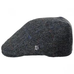 Failsworth Harris Tweed Overcheck Herringbone Wool Ivy Cap - Charcoal -Brixton Hats shop 376733