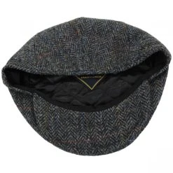 Failsworth Harris Tweed Overcheck Herringbone Wool Ivy Cap - Charcoal -Brixton Hats shop 376736
