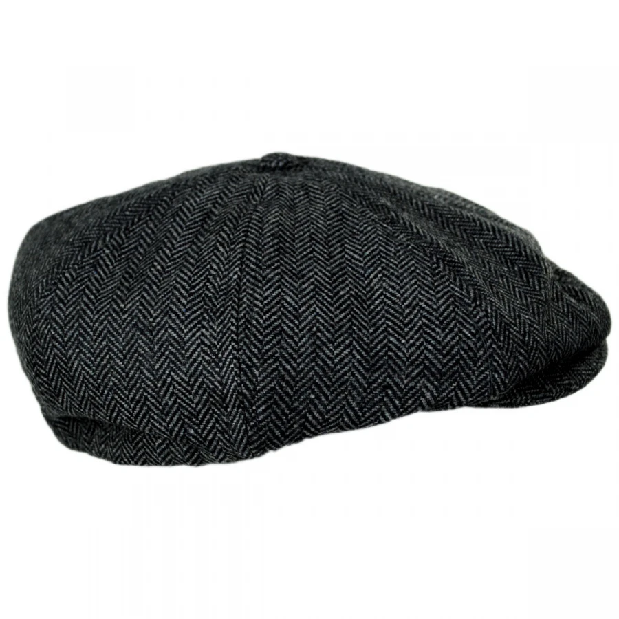 Brixton Hats Brood Herringbone Wool Blend Newsboy Cap - Gray/Black 4 Brixton Hats Brood Herringbone Wool Blend Newsboy Cap - Gray/Black - Image 2