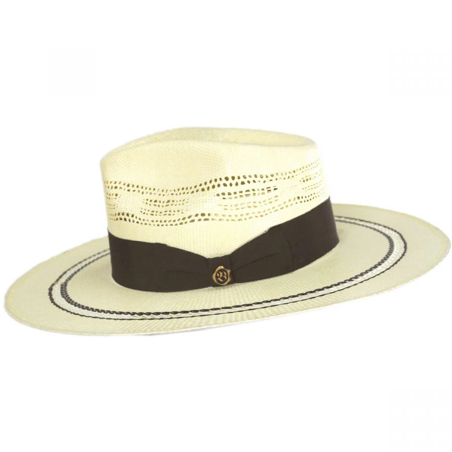 Biltmore Chiron Wide Brim Bangora Straw Fedora Hat 4 Biltmore Chiron Wide Brim Bangora Straw Fedora Hat - Image 2