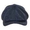 Wigens Caps Magee Tweed Lambswool Newsboy Cap - Navy Blue -Brixton Hats shop 401391