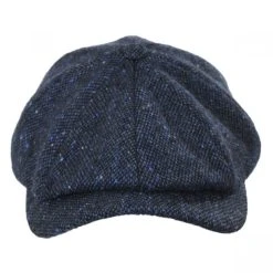 Wigens Caps Magee Tweed Lambswool Newsboy Cap - Navy Blue