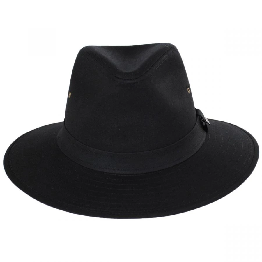 Jaxon Hats Cotton Oilcloth Safari Fedora Hat - Black 3 Jaxon Hats Cotton Oilcloth Safari Fedora Hat - Black
