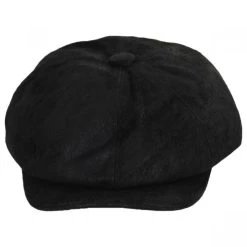 Jaxon Hats Leather Newsboy Cap - Black