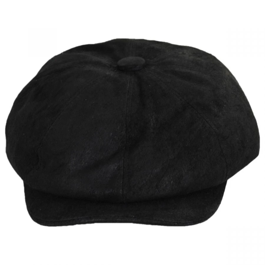 Jaxon Hats Leather Newsboy Cap - Black 3 Jaxon Hats Leather Newsboy Cap - Black