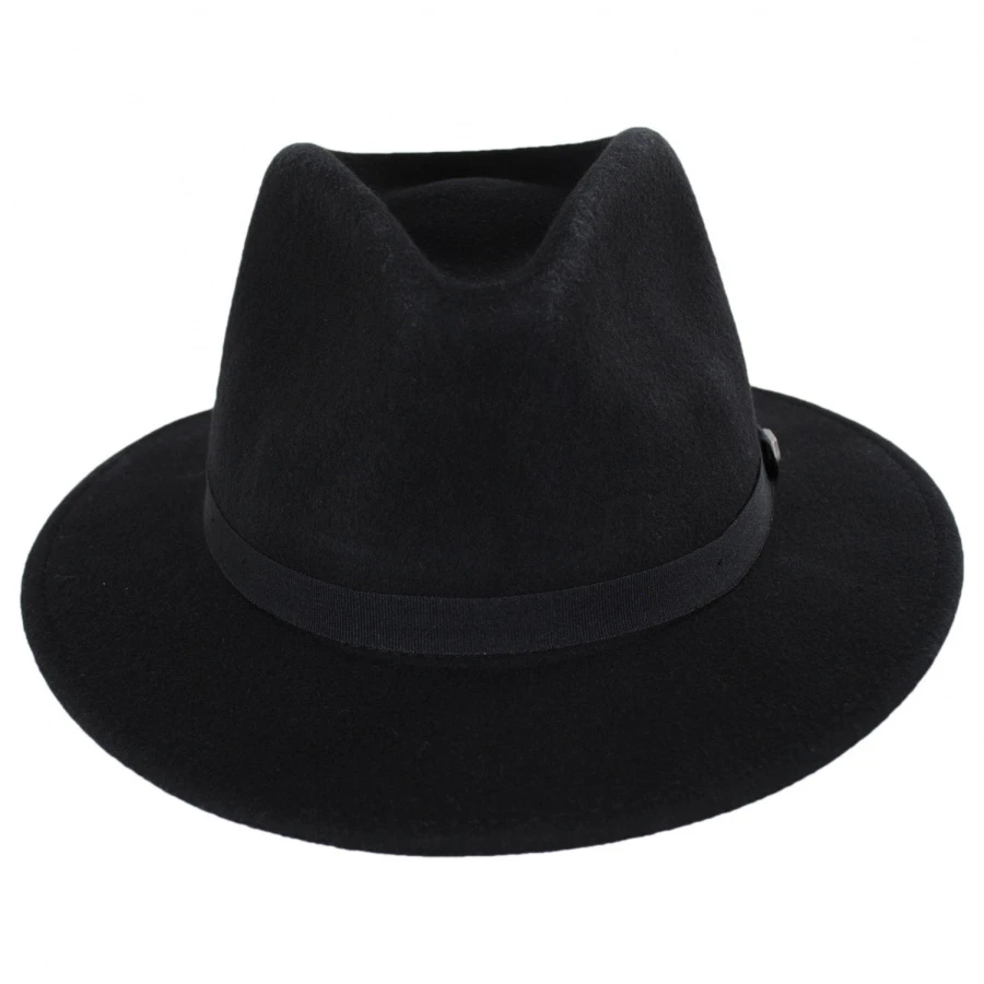 Brixton Hats Messer Packable Wool Felt Fedora Hat - Black 3 Brixton Hats Messer Packable Wool Felt Fedora Hat - Black