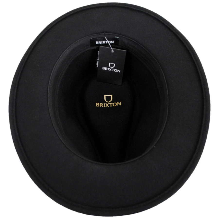 Brixton Hats Messer Packable Wool Felt Fedora Hat - Black 5 Brixton Hats Messer Packable Wool Felt Fedora Hat - Black - Image 3