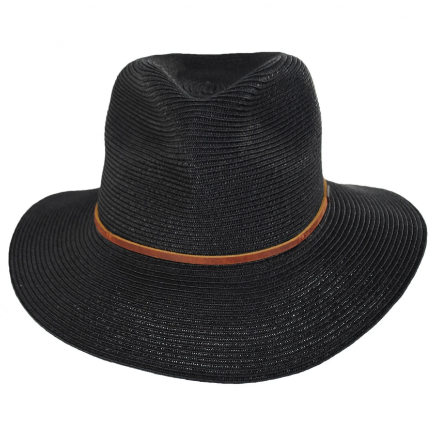 Brixton Hats Wesley Braided Toyo Straw Fedora Hat - Black/Brown 3 Brixton Hats Wesley Braided Toyo Straw Fedora Hat - Black/Brown