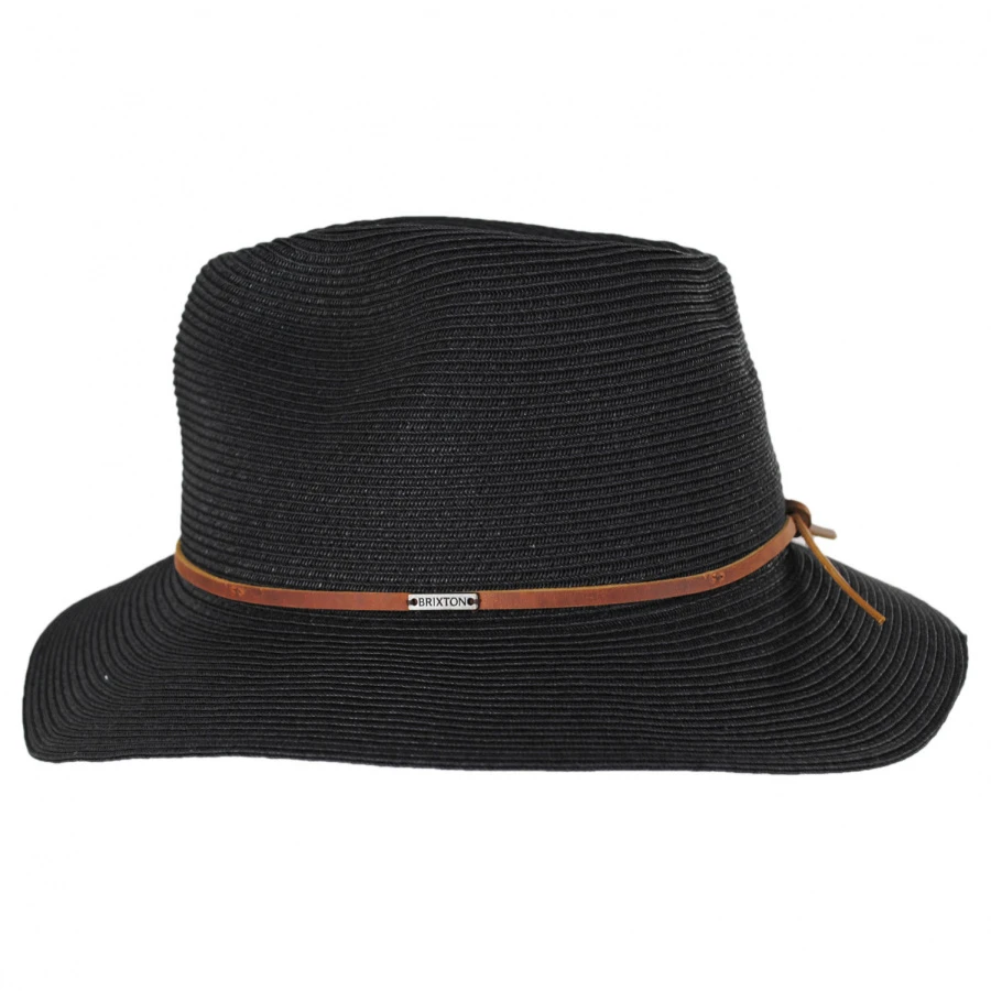 Brixton Hats Wesley Braided Toyo Straw Fedora Hat - Black/Brown 4 Brixton Hats Wesley Braided Toyo Straw Fedora Hat - Black/Brown - Image 2