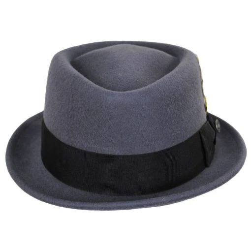 Jaxon Hats Wool Felt Diamond Crown Fedora Hat - Gray -Brixton Hats shop 417360