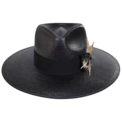 Stetson Atacama Shantung Straw Fedora Hat - Black