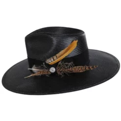Stetson Atacama Shantung Straw Fedora Hat - Black 6 Stetson Atacama Shantung Straw Fedora Hat - Black -Brixton Hats shop 427947