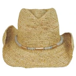 Nikki Beach Chrysta Crochet Raffia Straw Western Hat