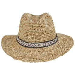 Nikki Beach Hailey Crochet Raffia Straw Fedora Hat