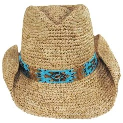 Nikki Beach Mazatlan Crochet Raffia Straw Western Hat