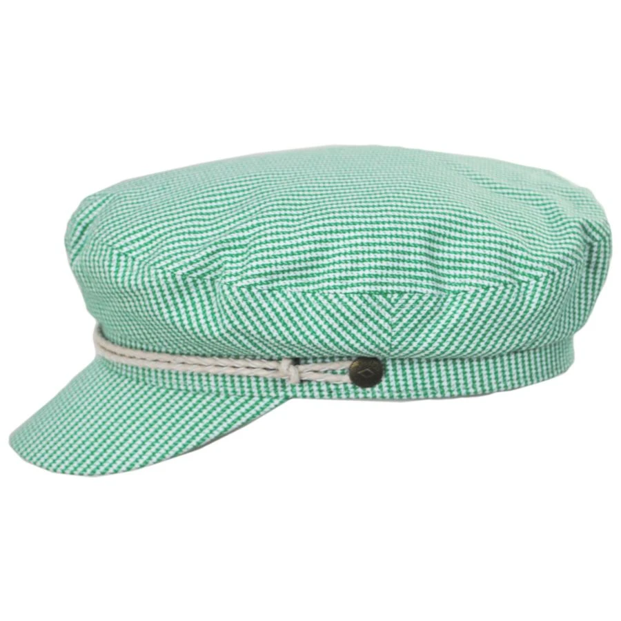 Brixton Hats Ashland Cotton Houndstooth Fiddler's Cap - Mint Green 4 Brixton Hats Ashland Cotton Houndstooth Fiddler's Cap - Mint Green - Image 2