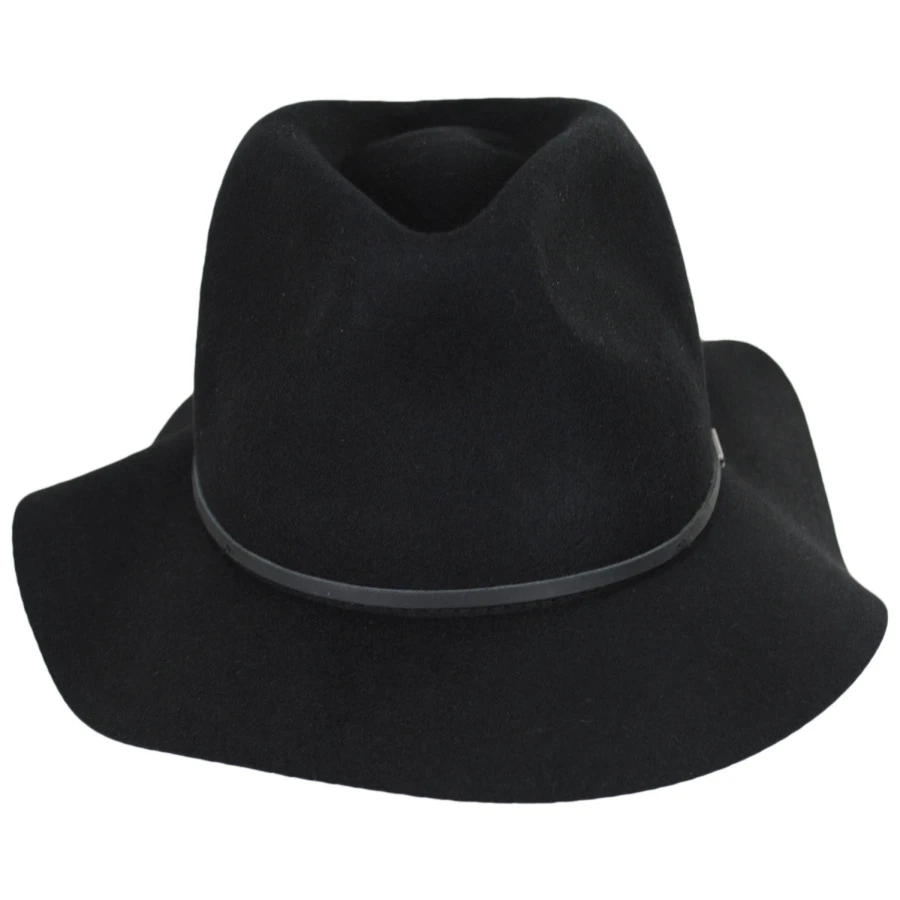 Brixton Hats Wesley Packable Wool Felt Fedora Hat - Black 3 Brixton Hats Wesley Packable Wool Felt Fedora Hat - Black