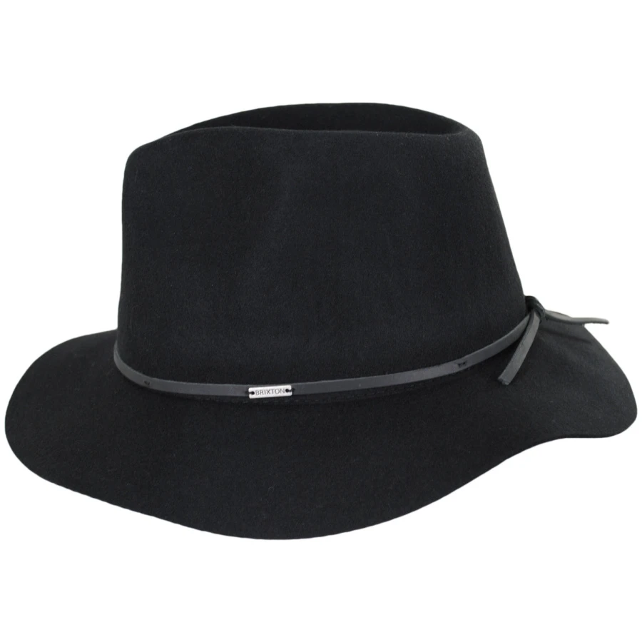 Brixton Hats Wesley Packable Wool Felt Fedora Hat - Black 4 Brixton Hats Wesley Packable Wool Felt Fedora Hat - Black - Image 2