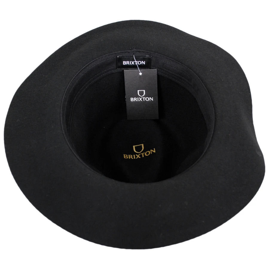 Brixton Hats Wesley Packable Wool Felt Fedora Hat - Black 5 Brixton Hats Wesley Packable Wool Felt Fedora Hat - Black - Image 3