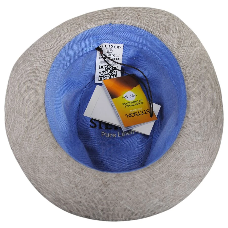 Stetson Linen Herringbone Trilby Fedora Hat 5 Stetson Linen Herringbone Trilby Fedora Hat - Image 3