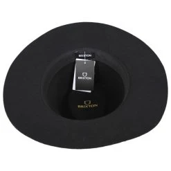 Brixton Hats Messer Wool Felt Western Fedora Hat - Black -Brixton Hats shop 441698