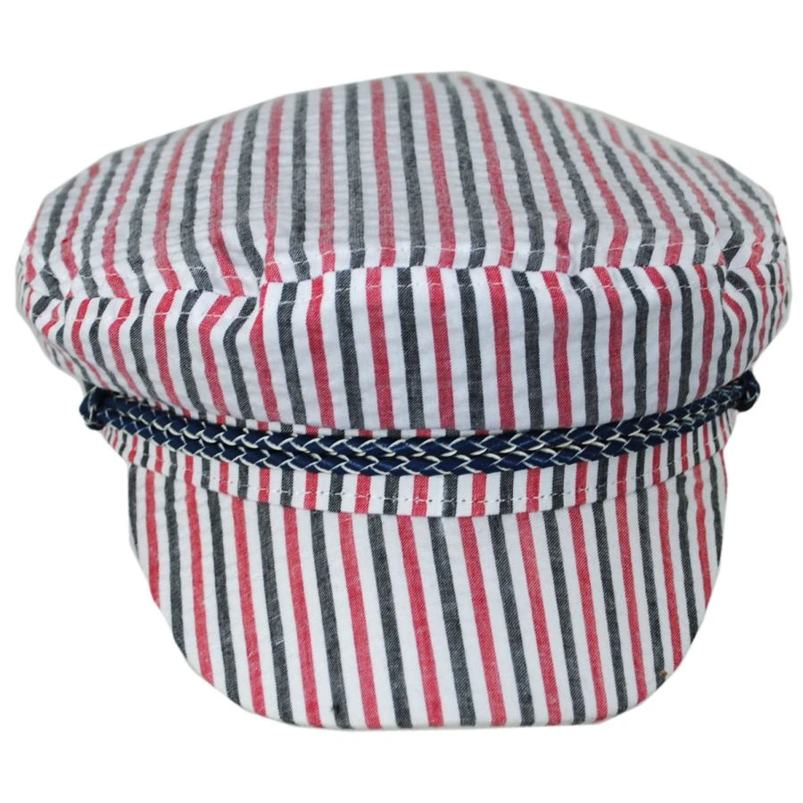 Brixton Hats Ashland Seersucker Stripe Fiddler Cap - Red/White/Blue 3 Brixton Hats Ashland Seersucker Stripe Fiddler Cap - Red/White/Blue