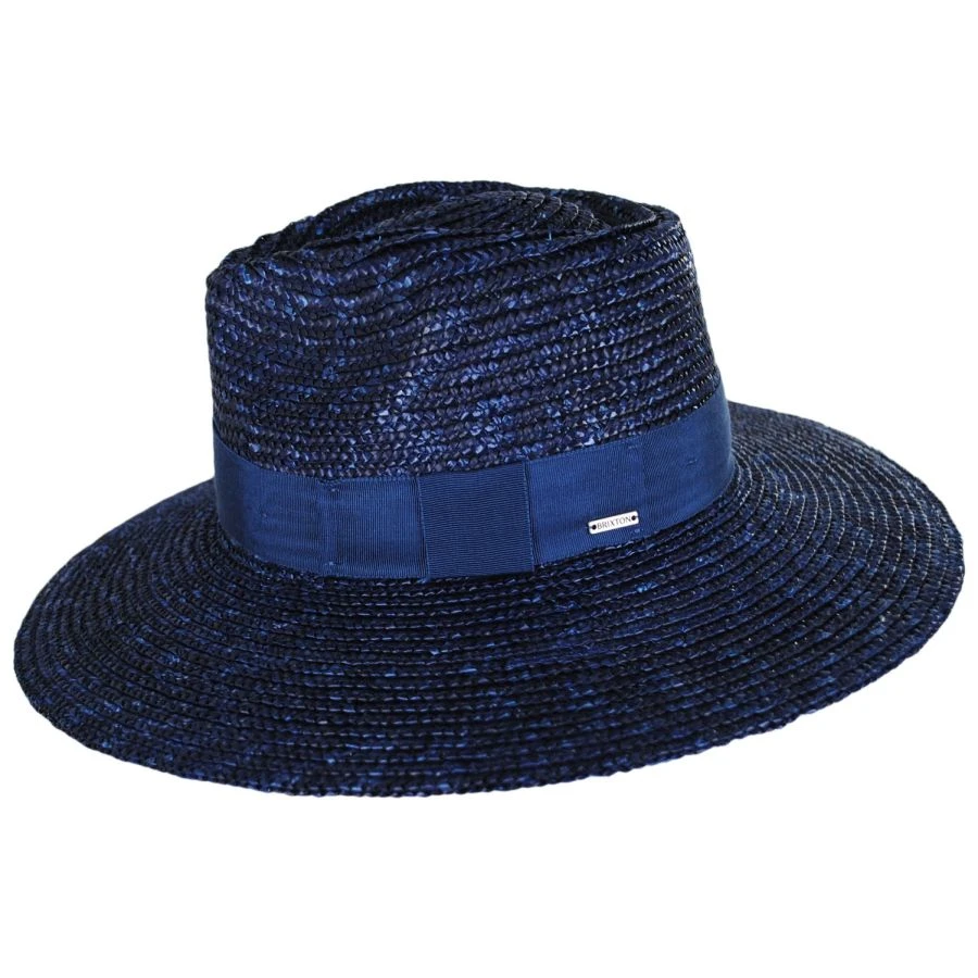Brixton Hats Joanna Wheat Straw Fedora Hat - Blue 4 Brixton Hats Joanna Wheat Straw Fedora Hat - Blue - Image 2