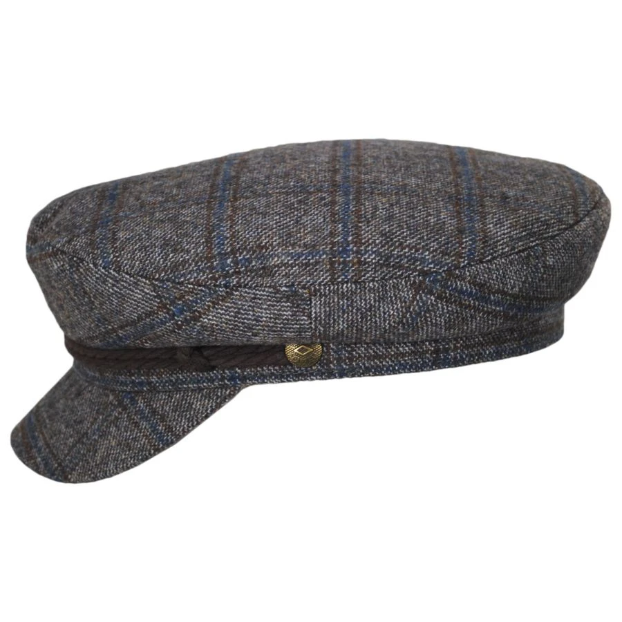 Brixton Hats Tweed Fiddler's Cap - Brown/Navy 4 Brixton Hats Tweed Fiddler's Cap - Brown/Navy - Image 2