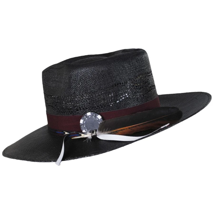 Biltmore Vintage Couture Spade Bangora Shantung Straw Fedora Hat 4 Biltmore Vintage Couture Spade Bangora Shantung Straw Fedora Hat - Image 2