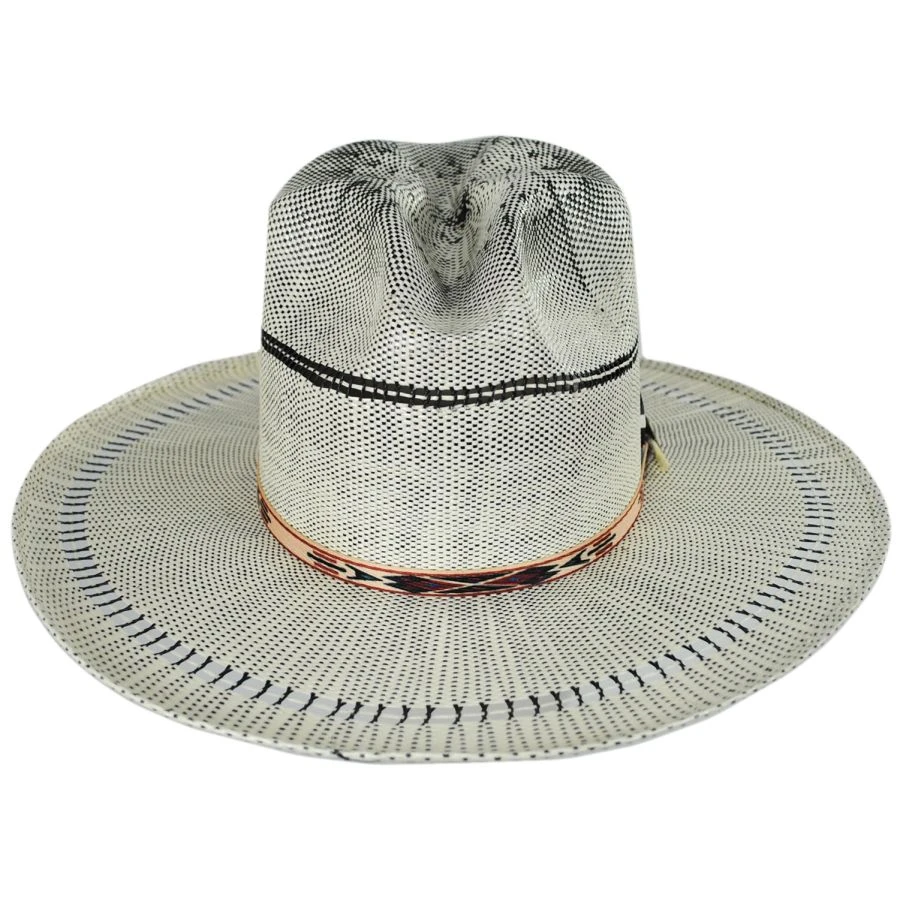 Biltmore Vintage Couture Flush Bangora Shantung Straw Fedora Hat 3 Biltmore Vintage Couture Flush Bangora Shantung Straw Fedora Hat