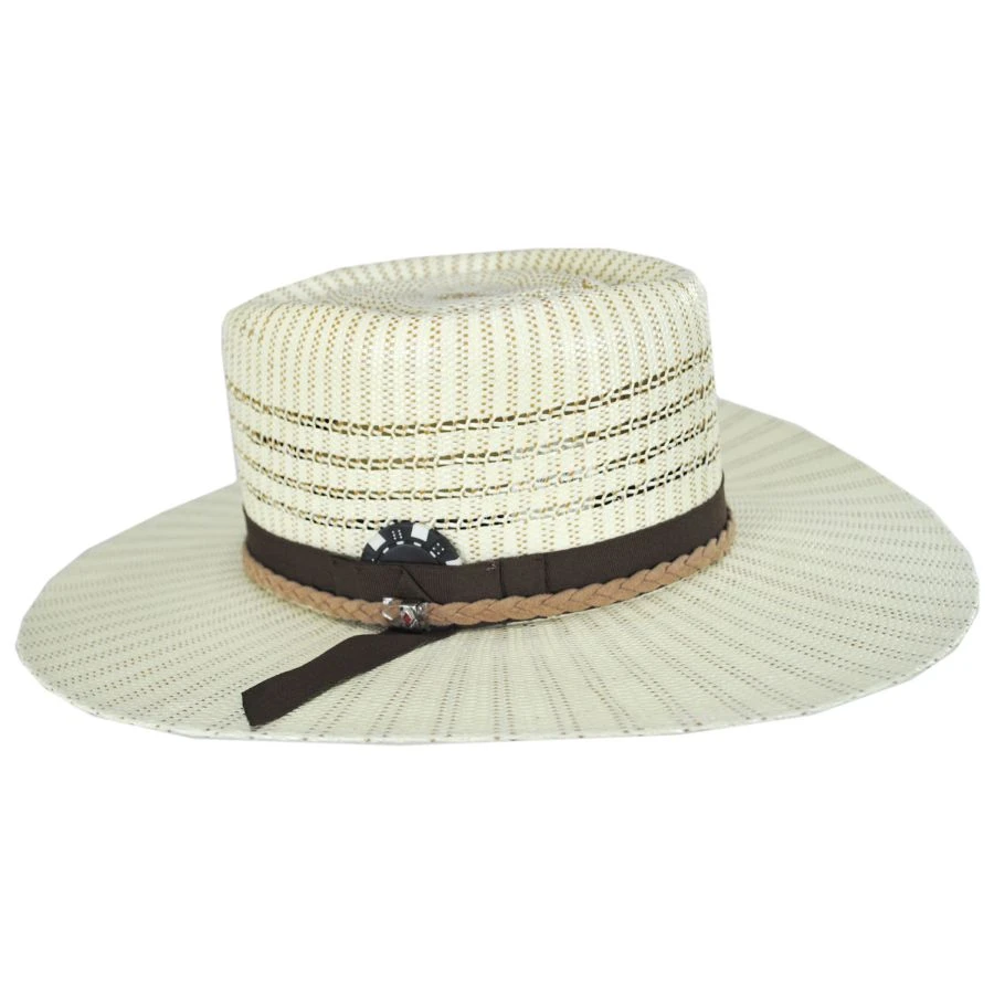 Biltmore Vintage Couture Diamond Bangora Shantung Straw Fedora Hat 4 Biltmore Vintage Couture Diamond Bangora Shantung Straw Fedora Hat - Image 2